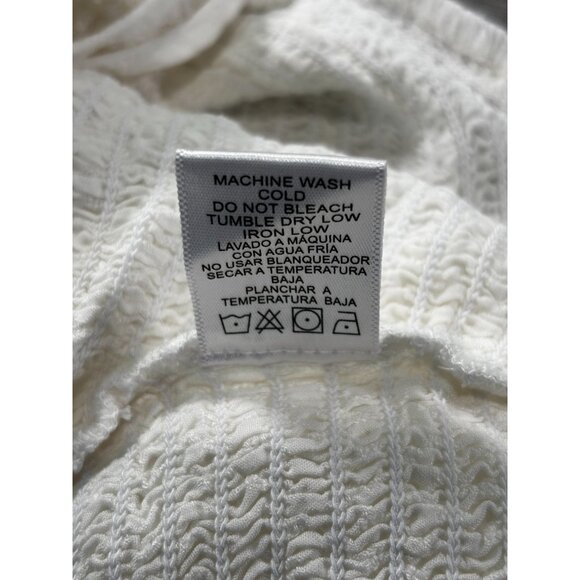 White Love Tree Ruched Crop Top With Short Ruffle Sleeves L - Picture 6 of 8